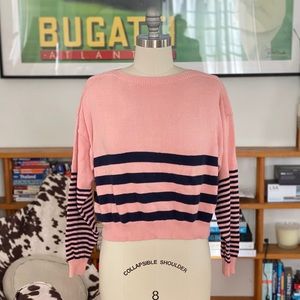 PInk/Navy Vintage striped sweater, S